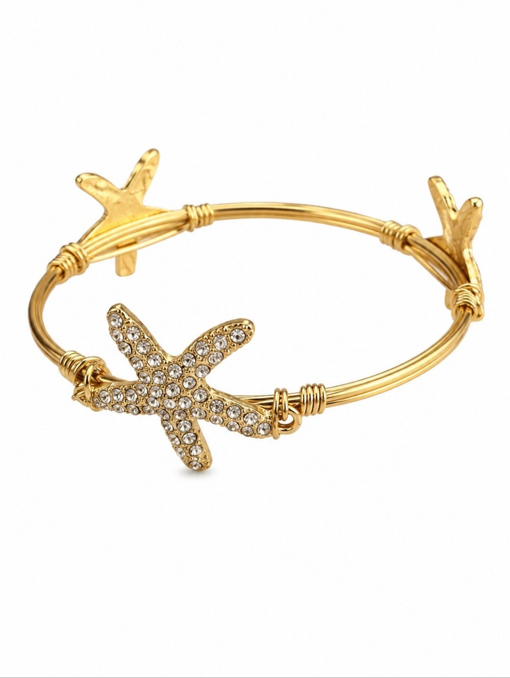 Vtg Goldtone Starfish Bangle Bracelet